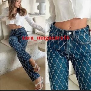 Zara TRF rhinestone jeans sold out nwt